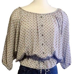 GUESS Floral Peasant Blouse M EUC